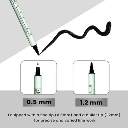 ZIG Memory System Writer Marker 010 Pure Black | Dual-Tip (0.5mm & 1.2mm) for Scrapbooking, Journaling, and Cardmaking | Acid-Free and Fade-Proof Ink