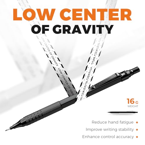 4PCS Metal Mechanical Pencil Set, 0.5mm+0.7mm, Storage Case, Black＆Silver | 480 Lead Refills, 3 Erasers, 9 Eraser Refills, Smooth Writing, Anti Grip, for Sketching, Technical Drawing, Art Projects - color: Silver+Black (4PCS)