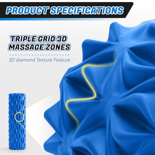 Foam Roller for Deep Tissue Massager High Density Massage Roller | Exercise Patented Roller for Muscle Massage and Myofascial Trigger Point Release Back Roller Improves Mobility (15" Blue) - color: Blue