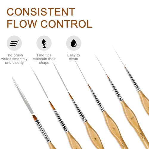 6Pcs Miniature Paint Brushes Set with Triangular Handles - for Acrylics, Oils, Watercolors & Paint by Number, Figurine - size: 6PCS