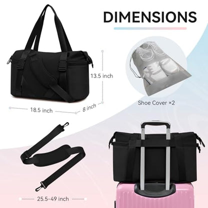 MAXTOP Women's Yoga Bag with Shoe Pouch,Travel Bag for Gym Workout Daily - color: Black
