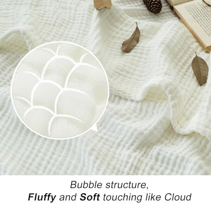 EMME Cotton Muslin Large Throw Blanket Couch Breathable Gauze Soft Lightweight Bed Blankets Adults (White,50"x70") - color: 04-white-1, size: Large Throw (50" X 70")