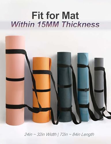 Yoga Mat Carrier Strap - Adjustable Thick and Wide Strap for Carrying Mat or Stretching - color: Haze Blue