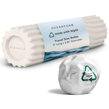 Oceanfoam Travel & Quick Relief Foam Roller Kit – Compact Firm Foam Roller & Massage Ball for Muscle Rolling, Gym, Travel, Office & On-the-Go Use (Natural)