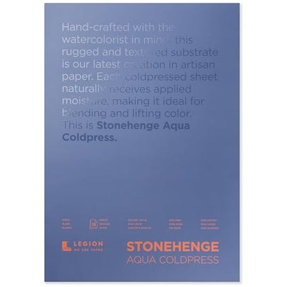 Stonehenge Aqua White Medium Weight Block, 140lb, Coldpress, 15 Sheets for Wet and Dry Media (14X20) - size: 14 x 20 inches