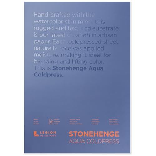 Stonehenge Aqua White Medium Weight Block, 140lb, Coldpress, 15 Sheets for Wet and Dry Media (14X20) - size: 14 x 20 inches