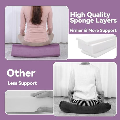 MABOZOO Yoga Bolster Set, Velvet Cover High Density Foam Pillows for Restorative Yoga and Meditation, Rectangular and Cylinder Bolster Pillow Meditation Cushion Pillow For Women Leg - color: Purple