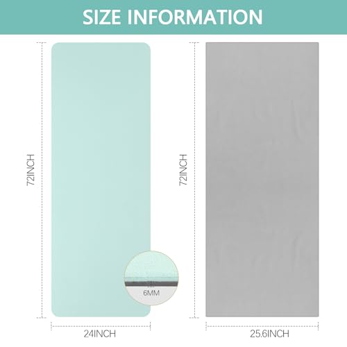 Woanger 2 Pack Hot Yoga Mat Thick 12mm and Towel Non Slip 72" x 26.5" Extra Large Absorbent Microfiber with Nylon Strap for Pilates Exercise Fitness Workout