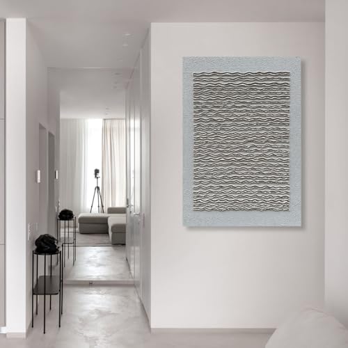 NANKAI Art White Texture Abstract Art Oil Painting Modern Minimalism Art Home Office Wall Deco Art 40x28 inches - color: NKHB238