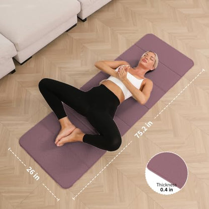 PAIDU Foldable Yoga Mat 10mm Thick, 75"x26" Non-Slip Fitness Exercise Mat - color: Deep Pink
