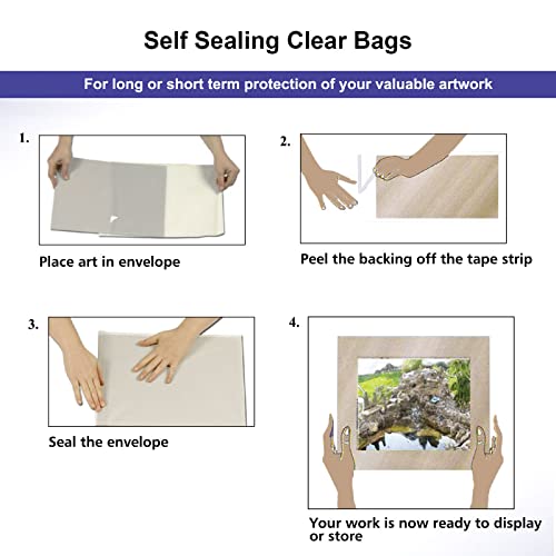 25 Pack Acid Free Crystal Sealed Clear Bags for 9x12 Art Prints, Photos | 1.496mil (Single Side), 9 3/8 Inches by 12 2/5 Inches - size: 9 inch x 12 inch