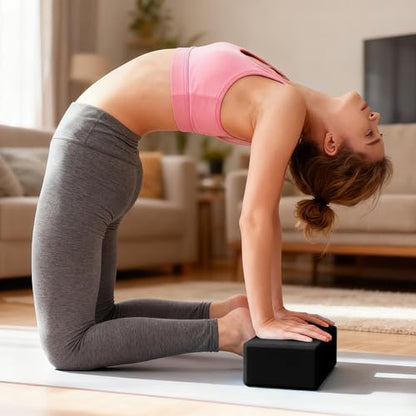 Leikefitness Yoga Blocks 2 Pack,Lightweight-High Density Eva Foam Soft Non-Slip for Yoga, Pilates, Meditation 9"×6"×3" - color: Black