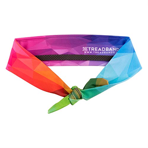 TreadBands All Terrain Tieback Non Slip Headband - Designs. Guaranteed to Stay in Place, Keeps Sweat Out of Your Eyes, Patented Grip Technology. - color: Designs - Rainbow Block