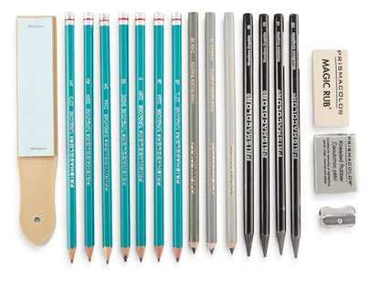 Prismacolor Premier Graphite Drawing Pencils With Erasers & Sharpeners, Adult Coloring, 18-Piece Set - style: Graphite Drawing Set