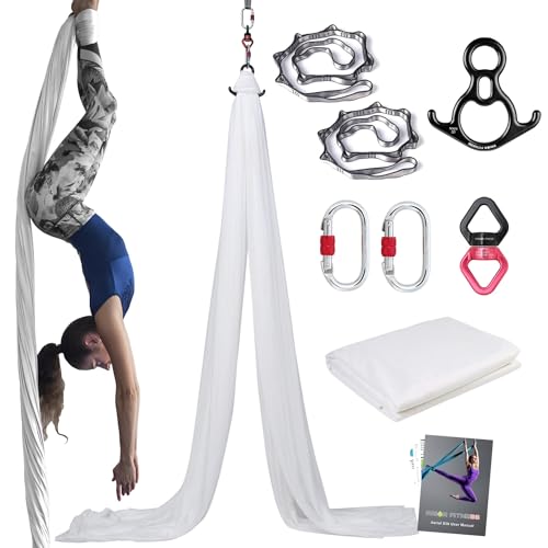 PRIOR FITNESS Aerial Silks Kit, SGS&CE Certified, 9/15/20Yards - color: White, size: S(9 Yards)