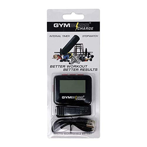 Gymboss Charge Interval Timer and Stopwatch & Watchstrap - Bundle - color: Black / Red