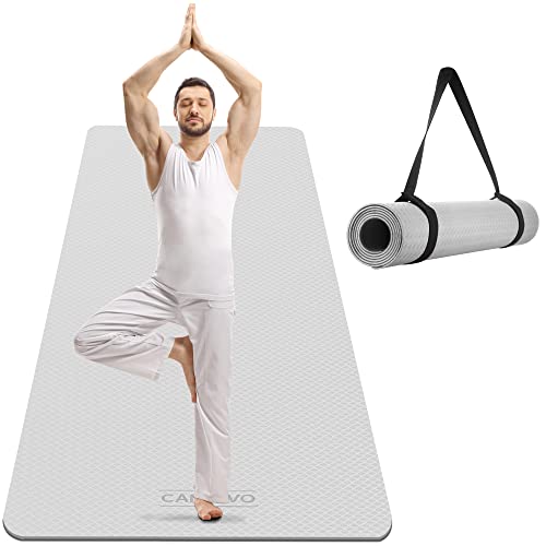 CAMBIVO Extra Wide Yoga Mat for Women and Men (72"/84"x 32"x 1/4") TPE Workout Mat, Non-slip Large Exercise Fitness Mat for Yoga, Pilates, Workout - color: Gray, size: 72" x 32" x 6mm