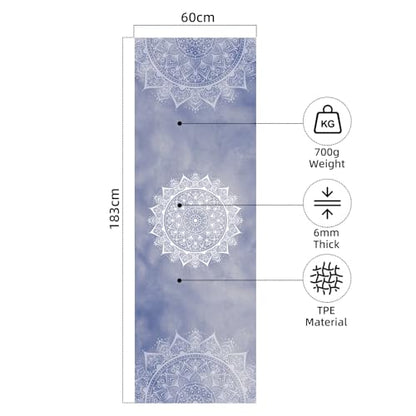 FOLAI Extra Thick Yoga Mat 6mm - color: Mandala Blue