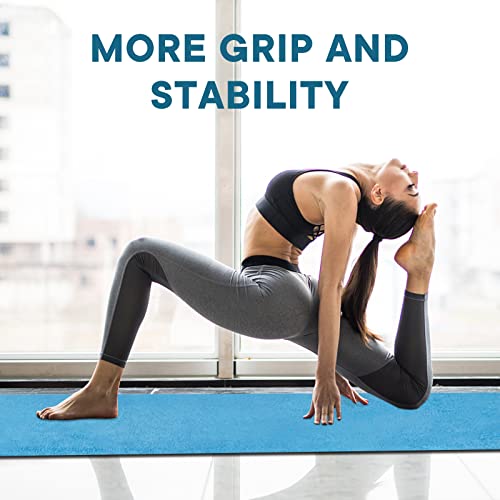 Yoga Towels, Non Slip Hot Yoga Mat Towel with Grip Dots,Super-Absorbent Soft Microfiber Yoga Blanket for Pilates, Fitness and Workout 72inch x 24inch - color: Blue