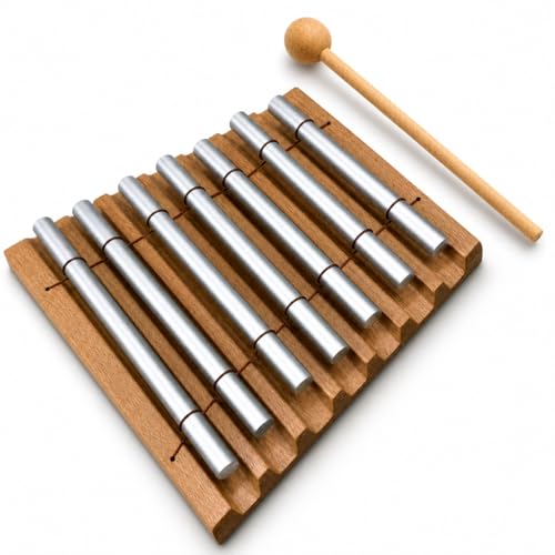 7 Tone Hand Chime Bell for healing, Meditation Chime Bar with Wooden Mallet for Teachers Classroom Management, Mindfulness Bell Percussion Instrument for Yoga, Prayer, Focus and Relaxation