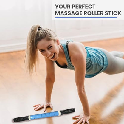 Muscle Roller Stick Ctwctr Massage Roller for Lymphatic Drainage, Cellulite Massager, Leg Massager for Circulation and Pain Relief, Deep Tissue & Trigger Point Massage - color: Blue