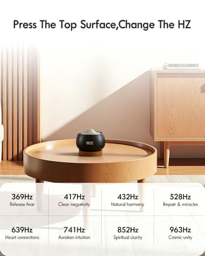 NDLT Portable Electronic Tibetan Singing Bowl, 8 Healing Frequencies (369-963Hz), Auto & Manual Modes, Vibration Therapy with Timer, USB-C Rechargeable Meditation Device for Yoga, Relaxation and Reiki - color: Black HZ
