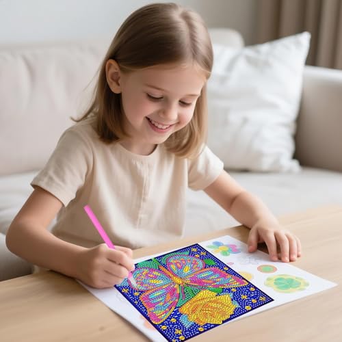 FlyingMage 5D Diamond Art Painting Kits for Adults, 4 Pack Cute Animal Full Drill Diamond Dots Paintings, DIY Diamond Crafts and Art Mosaic Kits, Kawaii Gem Paint with Diamonds Pictures, Butterfly - color: Multicolor Butterfly