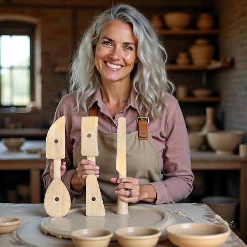 5 Pcs Wooden Pottery Clay Ribs Ceramic Potter Rib Ceramic Clay Sculpting Scrapers Tools Pottery Shaping Trimming Tools Ceramic Pottery Tools