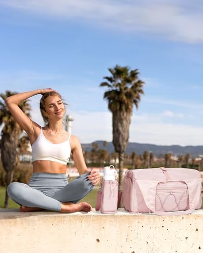 BAGSMART Gym Bag for Women, Lightweight Duffel with Shoe Compartment, Tote Bag with Wet Pocket for Yoga Travel, Pink - color: Pink, style: Casual Tote