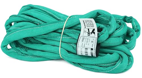 Chenango Supply VR2 20ft Green Endless Round Polyester Rigging Sling | USA Made, Double-Ply Cover, for Lifting & Material Handling, Capacity: 5,300 lb Vertical, 4,240 lb Choker, 10,600 lb Basket - size: 20 ft