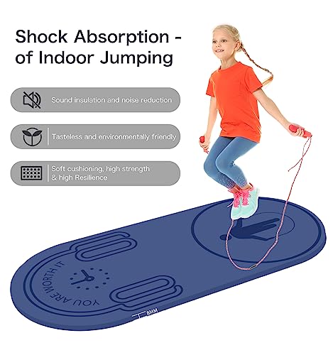 8/20/30mm Jump Rope Mat Fitness Exercise Mat Durable, Non-Slip, Workout Mats with Jump Rope & Carrying Bag for Home Gym Flooring (55"x 24") - color: Blue-8mm
