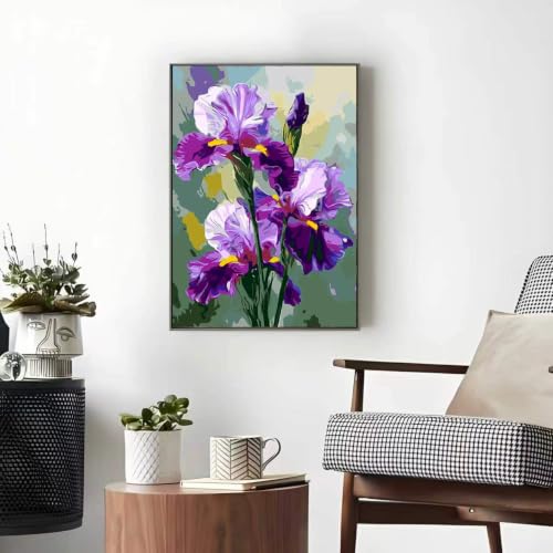 OJTOYART Lris Paint By Numbers Kit for Adults, Wall Decor 16 x 20 inch | color by numbers for adults,paint canvas,DIY Easy Acrylic Watercolor Oil Colorful Home Wall Crafts - color: MT6564