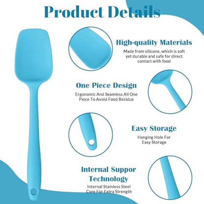 6 Pack Small Silicone Spatula - Small Rubber Spatula for Baking and Cooking Heat Resistant Non-Stick Spoon Spatula for Scraping Mixing Spreading