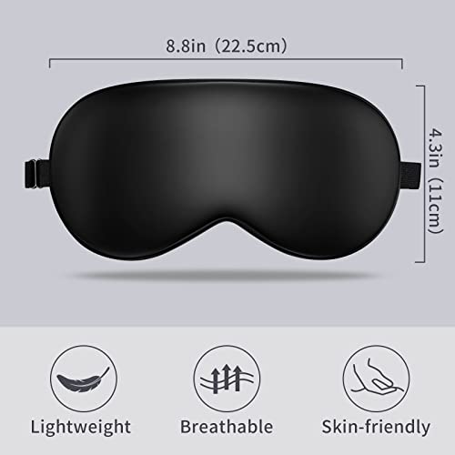 LULUSILK Mulberry Silk Sleep Eye Mask Blindfold with Adjustable Strap, Soft Eye Cover for Women Men Night Sleeping, Travel, Nap(Black) - color: Black