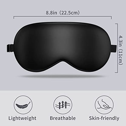 LULUSILK Mulberry Silk Sleep Eye Mask Blindfold with Adjustable Strap, Soft Eye Cover for Women Men Night Sleeping, Travel, Nap(Black) - color: Black