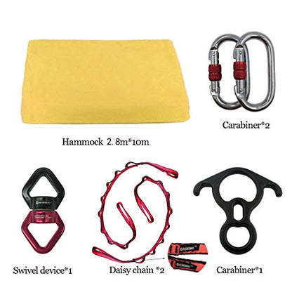 Durable Aerial Silks Starter Kit with 11-Yard Yoga Hammock & Hardware | Aerial Swing for Acrobatic Flying Yoga & All Levels, Aerial Rigging Point up to 14ft, Durable, Safe - color: Yellow