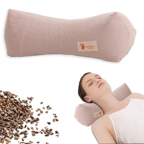 Neck & Cervical Pillows Buckwheat Pillow ，Neck Support Pillow Cervical Neck Roll Bolster Pillow，Neck Pain Relief for Back and Side Sleepers Round Pillows (Pink) - color: Pink