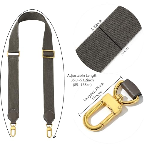 Solid Color Canvas Purse Strap Handbag Strap Adjustable Replacement Cross Bands - color: Grayish Black