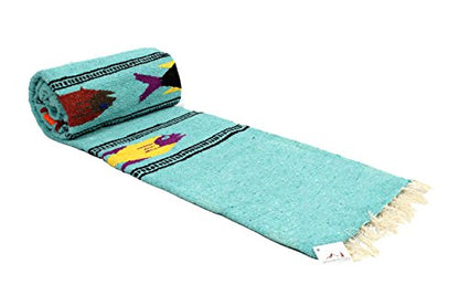 Open Road Goods Thick Mexican Yoga Blanket - Serape Fish Design - Handmade (Mint) - color: Mint