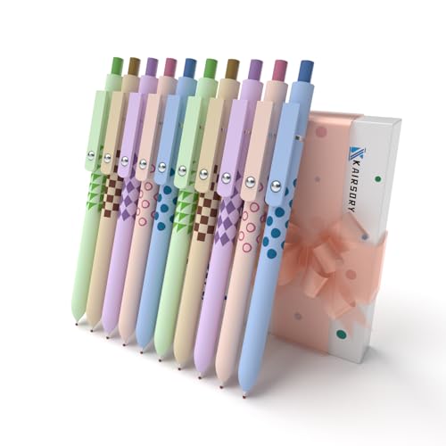 Gel Pens, Nurse Gifts,0.7mm Fine Point Black ballpoint pen,Aesthetic Cute Office School Supplies Gifts for Women Men, High-End Series for Journaling Note Taking(10 Pcs Black Ink-Geometric shaft pens) - color: 10 Pcs Geometric shaft pen-Black Ink-0.7mm
