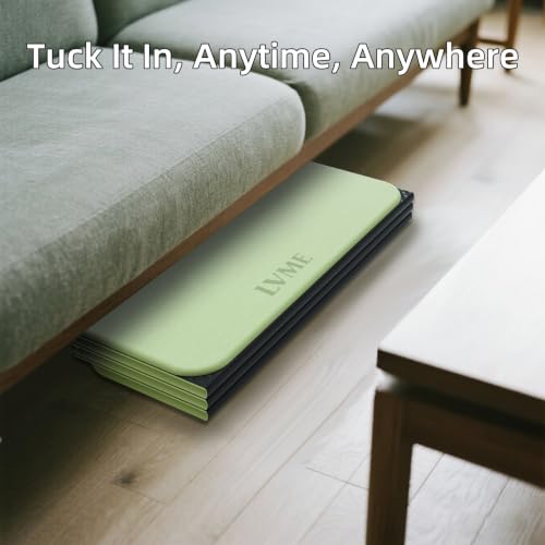 LVME Foldable Yoga Mat, 71"x24"x1/3" Thick(8mm), Non Slip Exercise Mat - color: Green+Black