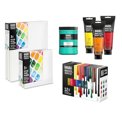 Liquitex BASICS Canvas, 3 Pack, 11" x 14" | Archival, Acid-Free, Non-Toxic, Medium Texture Cotton, Pre-primed with a triple layer of acrylic gesso, Stapled & Stretched - style: 11" x 14"
