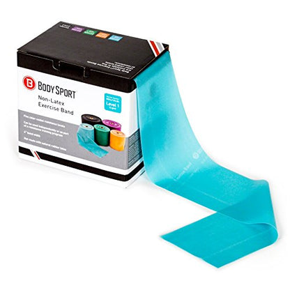 Body Sport Exercise Band, 25 yd. x 4 in. Roll - Home & Gym Fitness Equipment for Stretching, Strength Training & Physical Therapy - color: Light Blue