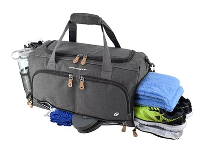 Ultimate Gym Bag 2.0: The Durable Crowdsource Designed Duffel Bag with 10 Optimal Compartments Including Water Resistant Pouch - color: Charcoal, size: Medium (20")