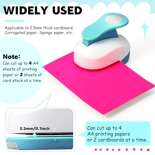 CHENGU 6 Pcs Circle Punch Set 3in/2in/1.5in/1in/0.6in/0.3in Scrapbook Hole Punchers Crafting with 10 Sticker Paper Round Cutter Scrapbook for Office Supplies DIY Albums Photos(Blue) - color: Blue, style: Circle