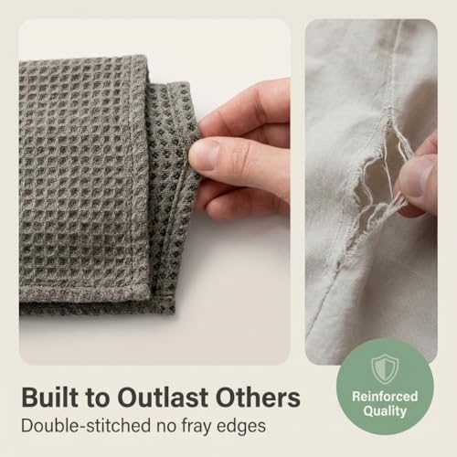 100% Linen Washcloths - 4-Pack 10x10-inch, Thin Waffle Weave, Black-Natural - color: Black Natural, size: Washcloths