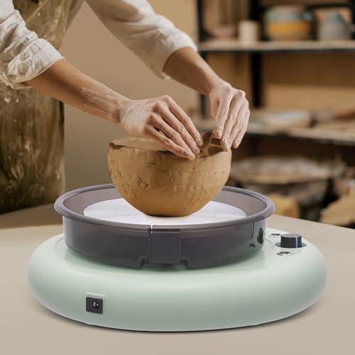 Mini Pottery Wheel Kit, 6" Turntable Two-Way Rotation Clay Wheel, 50W 12V Adjustable Speed Ceramic Wheel Machine, Art Supplies Sculpting Tools, Craft Kits Pottery Wheel for Adult Beginner - color: Green