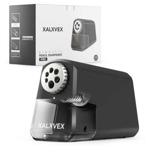 Electric Pencil Sharpener for Classroom & Kids, 6-Hole, Heavy Duty | Auto start/stop, 4s Sharpening, Plug-in, Fits 6-12 mm No. 2 and colored pencils for Home Office, 10,000+ uses, Large bin