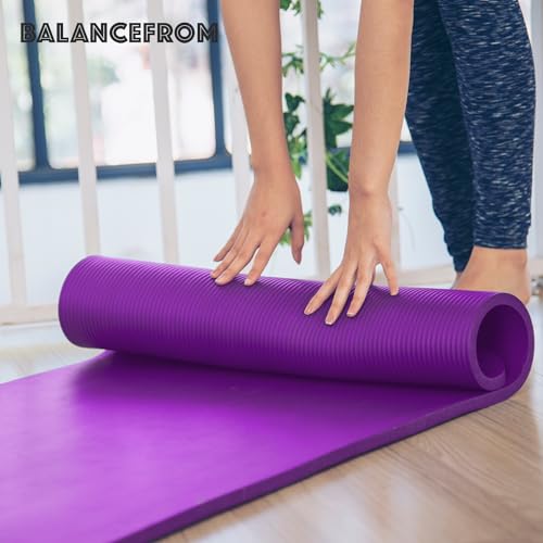 BalanceFrom 1-inch Thick 71x24 Inches Extra Thick Exercise Yoga Mat - color: Purple