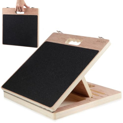 Swara 12.6″ Wooden Slant Board for Calf Stretching & Exercise (Board only) | Adjustable Eucalyptus Incline Board for Squats, Calf Stretching, Ankle Mobility & Physical Therapy; Foldable, 400lb Capacity - size: 12.6 Inch